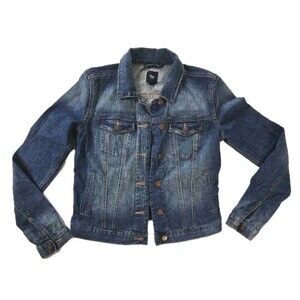 Gap 1969 Women's Blue Denim Trucker Jacket Button Front Size S